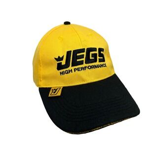 JEGS Hat Cap Yellow Black High Performance Strapback Adjustable Embroidered